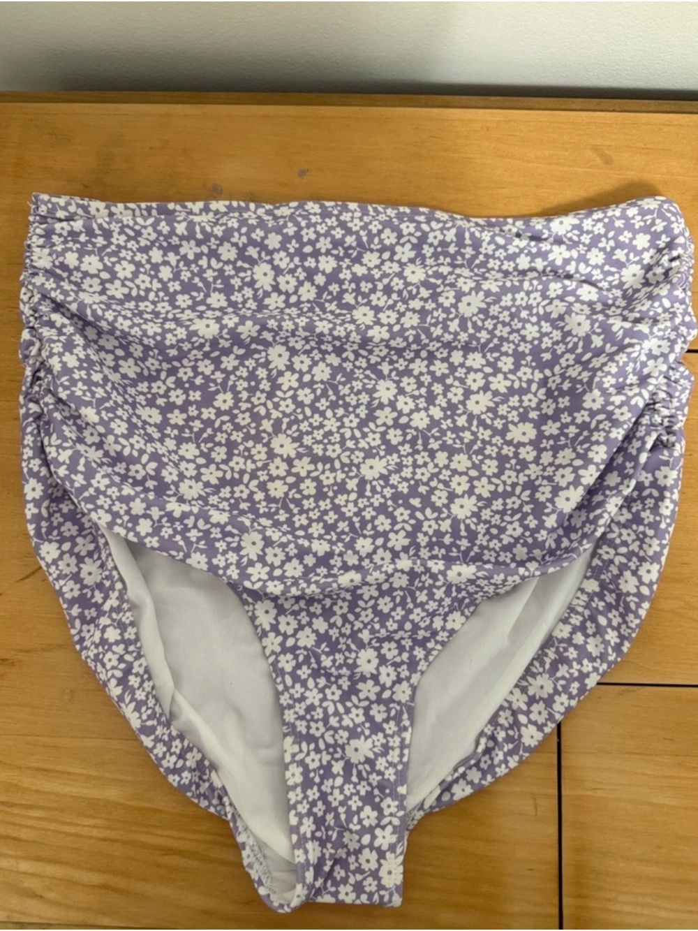 Albion- High-Waist Purple Floral Swim Bottoms